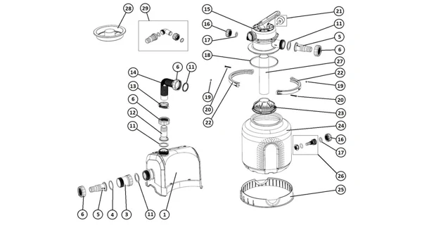 6-cestný ventill pre filtrácie ProStar Plus 2, 4, 6 a ProStar 2000, 4000 a 6000