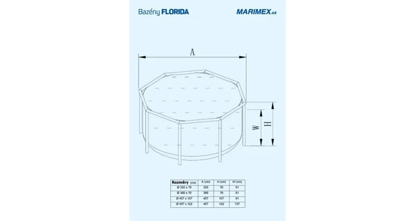 Bazén Florida 3,05 x 0,76 m s kartušovou filtráciou