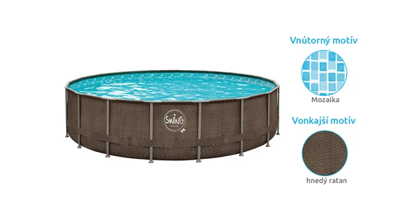Bazén Florida SWING 4,27 x1, 07m bez príslušenstva - motív HNEDÝ RATAN