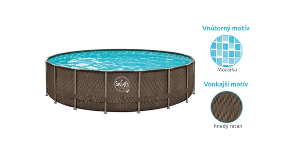 Bazén Florida SWING 4,88 x1, 22m bez príslušenstva - motív HNEDÝ RATAN