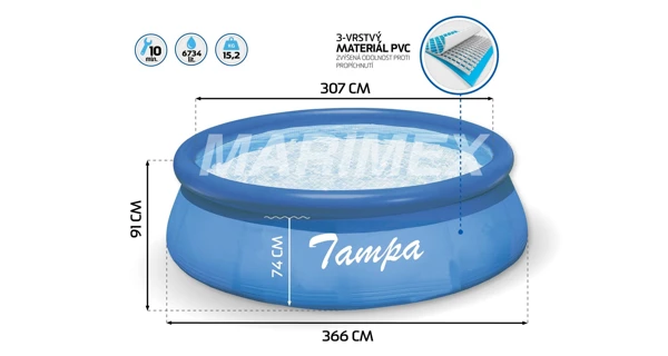Bazén Tampa 3,66 x 0,91 m s kartušovou filtráciou