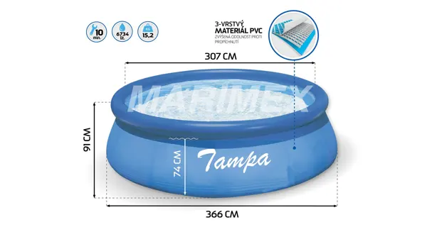 Bazén Tampa 3,66x0,91m s pieskovou filtráciou ProStar 3