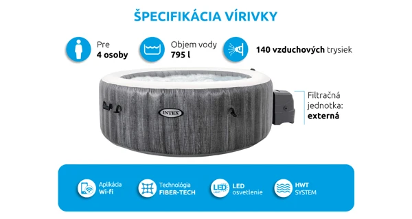 Bazén vírivý nafukovací Pure Spa - Bubble Greywood Deluxe AP 4