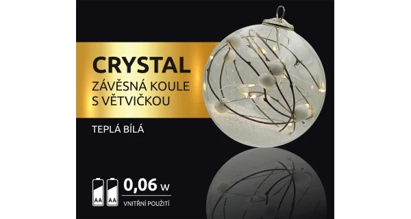 Crystal závesná guľa s vetvičkou 12 LED