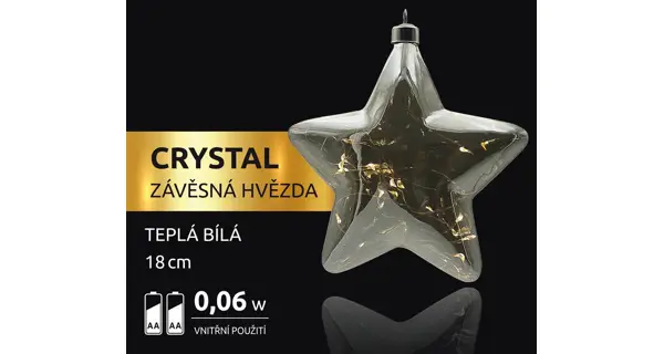 Crystal závesná hviezda 15 LED