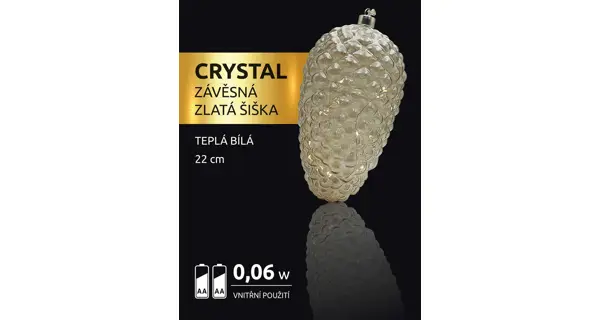 Crystal závesná zlatá šiška 15 LED
