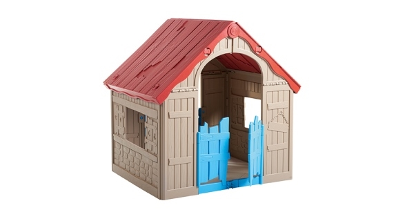 Detský domček Foldable Play House - červená + žltá + svetlo modrá