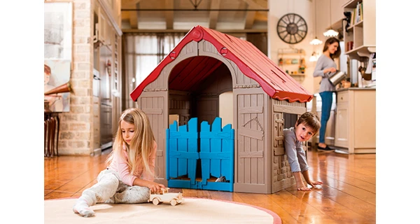 Detský domček Foldable Play House - červená + žltá + svetlo modrá