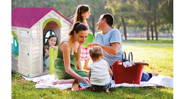 Detský domček MY Garden House - béžová + vínová