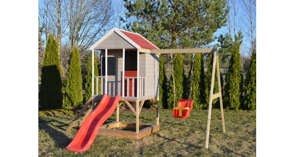 Detský drevený domček Marimex Veranda s hojdačkou