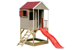 Detský drevený domček Marimex Veranda so šmykľavkou