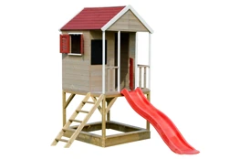 Detský drevený domček Marimex Veranda so šmykľavkou