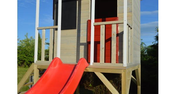 Detský drevený domček Marimex Veranda so šmykľavkou