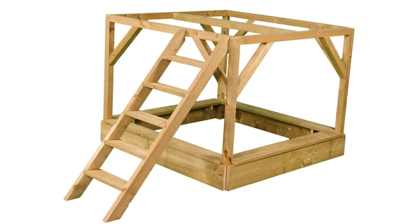 Detský drevený domček Marimex Veranda so šmykľavkou