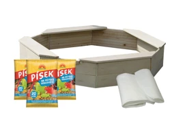 Drevené pieskovisko osemhranné - kompletný set