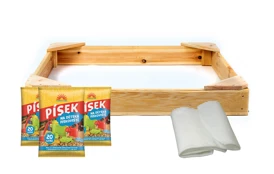 Drevené pieskovisko štvorhranné malé - kompletný set