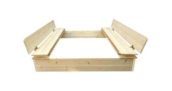 Drevené pieskovisko štvorhranné s krytom / lavičkou