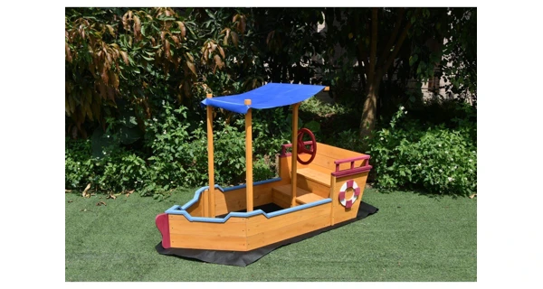 Drevené pieskovisko - tvar loď