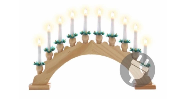 Drevený svietnik 10 LED