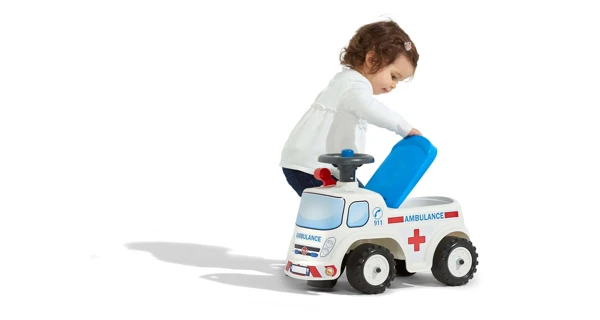 FALK Odrážadlo Ambulancia s otváracím sedadlom a klaksónom na volante