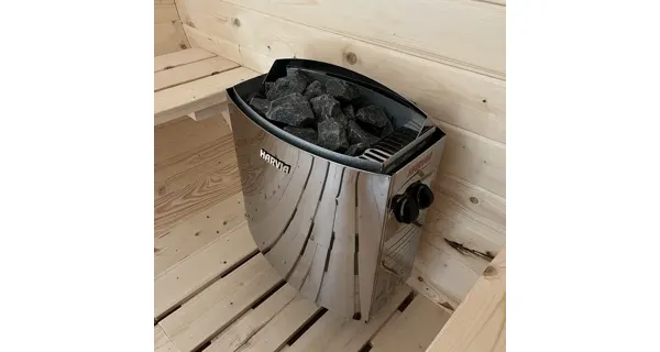 Fínska sudová sauna 2,4 m. s teraskou a elektrickými kachľami