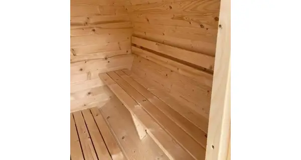 Fínska sudová sauna 2,4 m. s teráskou a pecou na drevo
