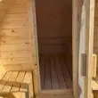 Fínska sudová sauna 2,4 m. s teráskou a pecou na drevo