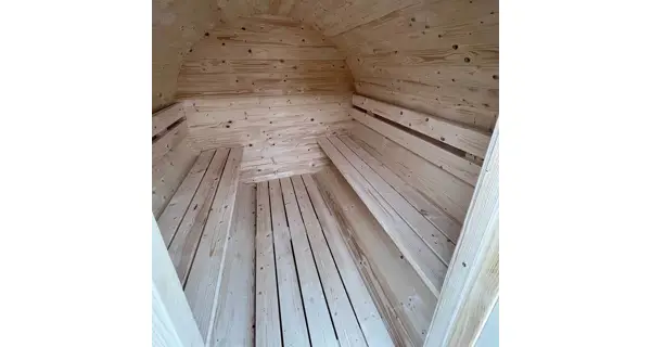 Fínska sudová sauna 3,5m s odpočivárňou, teraskou a elektrickou pecou