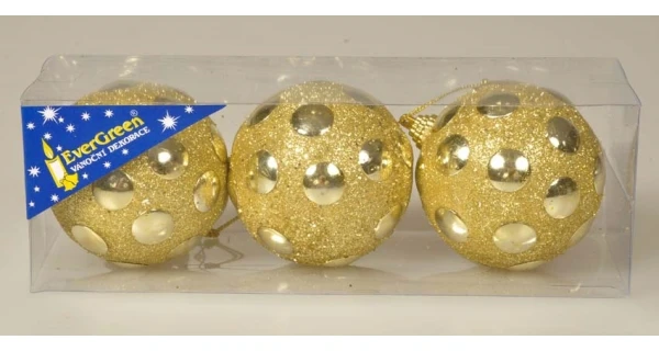 Guľa LUX so zrkadlami x3, p. 8cm, zlatá