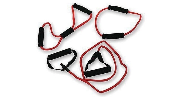 Gumové expandery TUNTURI sada 3 ks s úchopmi ťažká, červená