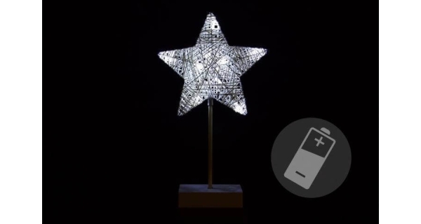 Hviezda vianočná stojaca -10 LED - strieborná