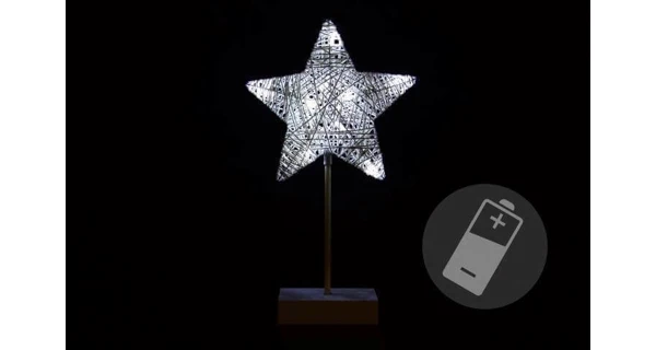 Hviezda vianočná stojaca -10 LED - strieborná