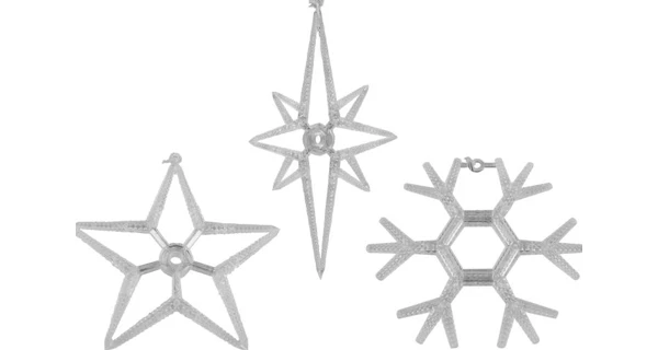 LED dekorácia na okno - 3 ks - vločka, hviezdy