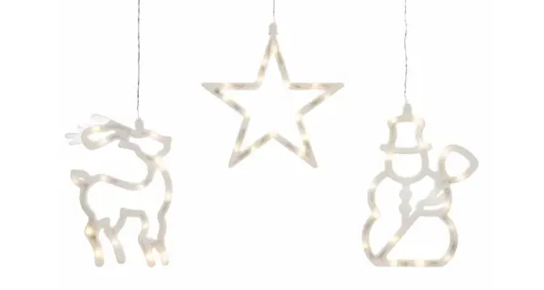 LED dekorácia na okno FROST- 3 ks - sob, snehuliak, hviezda