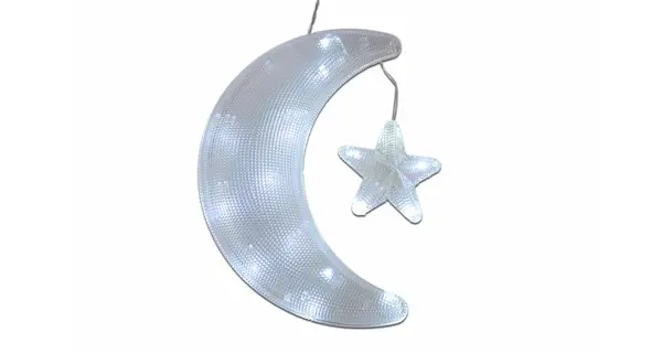 LED dekorácie - mesiac a hviezda - studená biela