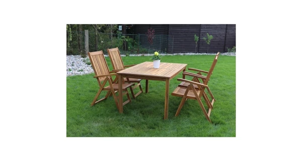 Luc stôl + polohovacia stolička Viet - akácia (1x stôl + 4x stolička)
