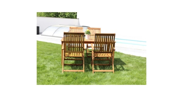 Luc stôl + polohovacia stolička Viet - akácia (1x stôl + 4x stolička)