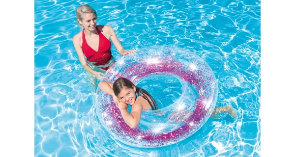 Nafukovací trblietavý kruh 107 cm - trblietavý ružový