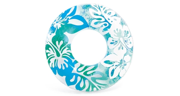 Nafukovacie koleso 91 cm - kvetinové vzory , modrá farba