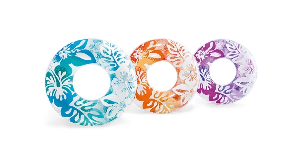 Nafukovacie koleso 91 cm - kvetinové vzory, oranžová farba