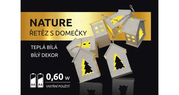 Nature reťaz s domčekmi 10 LED - biela