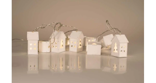 Nature reťaz s domčekmi 10 LED - prírodná