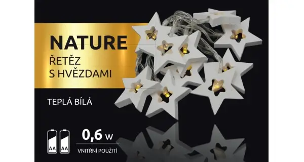Nature reťaz s hviezdami 10 LED - biela