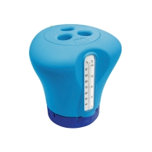 Plavák na chlór s teplomerom - modrá