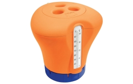 Plavák na chlór s teplomerom - oranžová