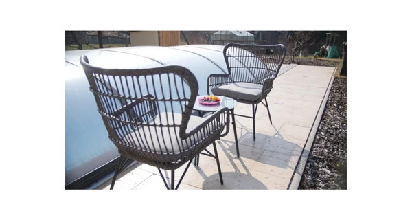 Ratanový set Rindal (1x stôl + 2x stolička)