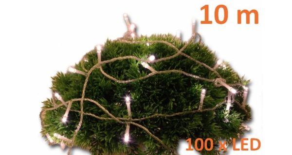Reťaz 10 m - 100 LED - teplá biela spínač