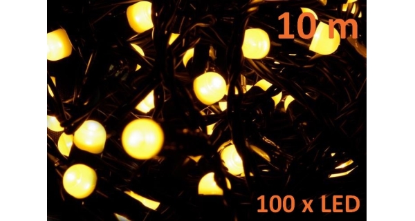 Reťaz 10 m - 100 maxi LED - teplá biela