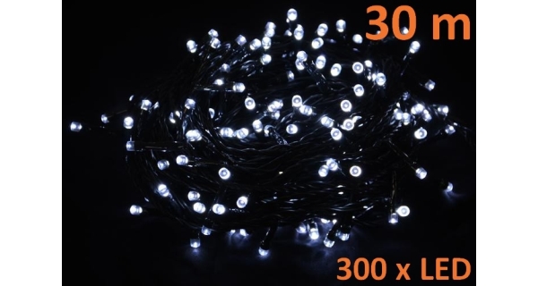 Reťaz 30 m - 300 LED - studená biela