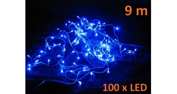 Reťaz 9 m - 100 LED - modrá